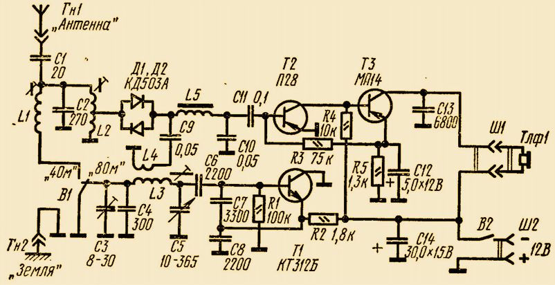 Схемы простых КВ приёмников прямого преобразования на транзисторах